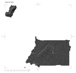 Equatorial Guinea shape isolated on white. Bilevel elevation map © zelwanka