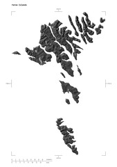 Faroe Islands shape isolated on white. Bilevel elevation map