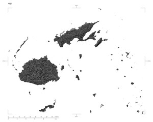 Fiji shape isolated on white. Bilevel elevation map
