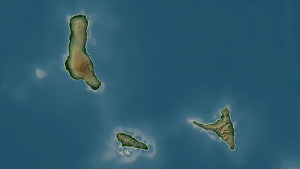 Comoros outlined. Physical elevation map