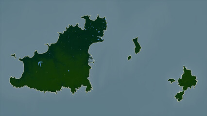Guernsey outlined. Physical elevation map