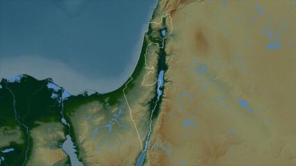Israel outlined. Physical elevation map © zelwanka