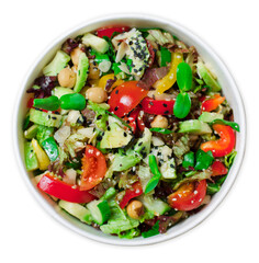 Healthy Vegetarian Salad, Take Away Food Concept, Salad in Food Container, Delicious Vegan Meal on White Background