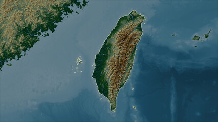 Taiwan outlined. Physical elevation map © zelwanka