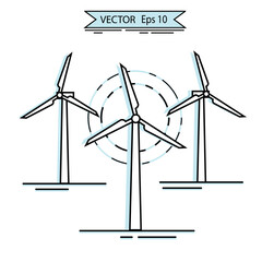 Vector Wind Turbine Towers icons. Alternative Energy. Windmill Energy Power. Simple industrial icon. Modern flat icon of green energy producer. Eco Friendly and Clean Energy Production.