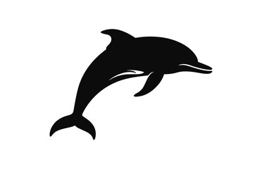 A Dolphin vector silhouette icon isolated on a white background