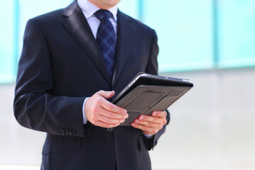 Businessman with a tablet PC