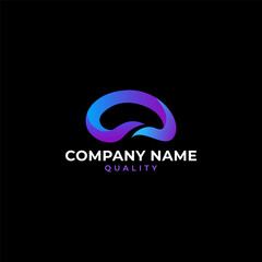 Gradient Brain Modern Minimalist Logo Template Vector Icon Illustration. Idea Intelligence Knowledge Neurology Think