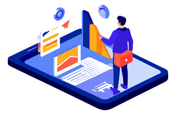Modern flat design concept isometric of data analysis for website and mobile website. Infographic.