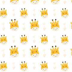 cute giraffe kids pattern in cartoon style. Vector illustration isolated. 