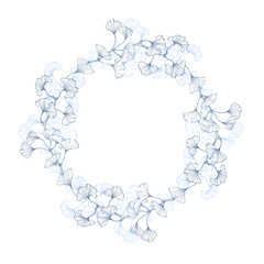 Circle Flowers Frame Illustration
with Ginkgo Biloba Plant.