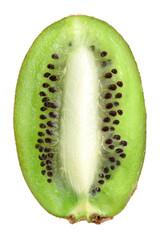 Sliced ripe kiwi fruit isolated on transparent background.