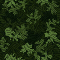 Green zebra camouflage pattern background seamless vector illustration