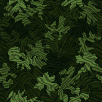 Green zebra camouflage pattern background seamless vector illustration © Andrew