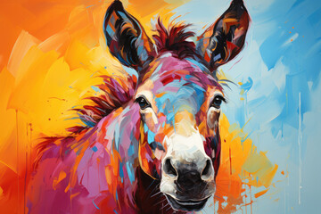 Fototapeta na wymiar Bright and Colorful A Fauvism Style of a Donkey, Generative Ai