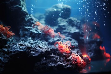 Fototapeta na wymiar Underwater Volcano: Capture the unique marine life around an underwater volcano.