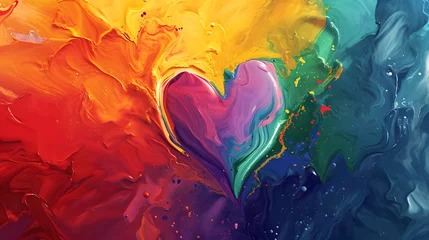 Fotobehang Abstract gay love concept wedding romance valentines day colorful hearts background wallpaper © BeautyStock
