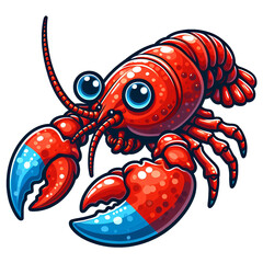 lobster shrimp - cartoon on transparent background