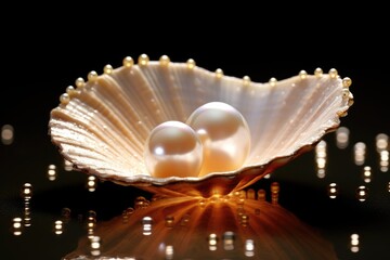 Clam Pearl Elegance: Macro shot of a clam with a pearl.