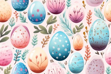 Seamless Easter Pattern in Boho Pastel Colors