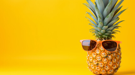Pineapple in sunglasses - obrazy, fototapety, plakaty