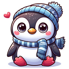 cute penguin - cartoon on transparent background