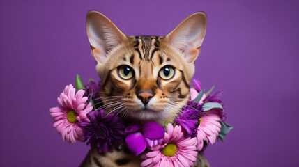 Naklejka na ściany i meble Portrait of an adorable bengal cat