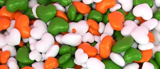 background filled with hearts in the colors of ireland