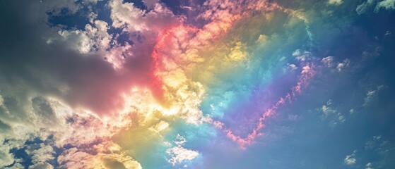 Rainbow Of Love Colorful Spectrum Forming A Heart In The Sky