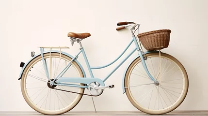 Tuinposter Fiets colored Retro vintage city bike against a bright wall 