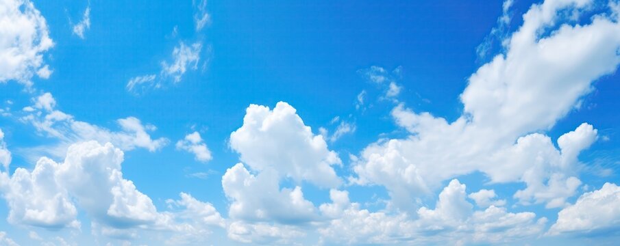 Relaxing View Of Clear Blue Sky And Fluffy White Clouds Vibrant Blue Sky With Fluffy White Clouds © Ян Заболотний