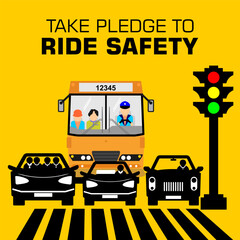 Take pledge to ride safety, poster and banner vector