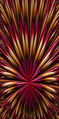 yellow gold red and beige exploding radial striped design on a plain black background