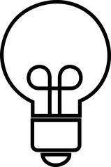 Black Light Bulb icon, isolated on transparent background. Idea sign, solution, thinking concept. Lighting Electric lamp. Electricity, shine. Trendy Line style for graphic design with editable stock.