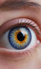 Fototapeta premium Macro plan of the female eye, painted eyelashes