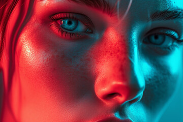 Naklejka premium Woman in closeup shot, studio photography