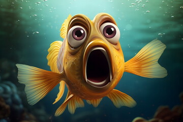 surprised fish with opened mouth, Generative AI