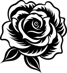 Rose flower silhouette icon. Vector template design for laser cutting wall art.