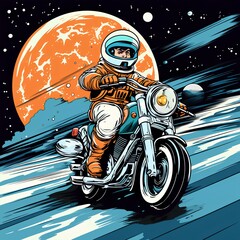 Bike man on space comic style