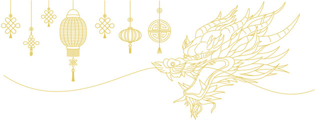 Chinese dragon and lantern vector design