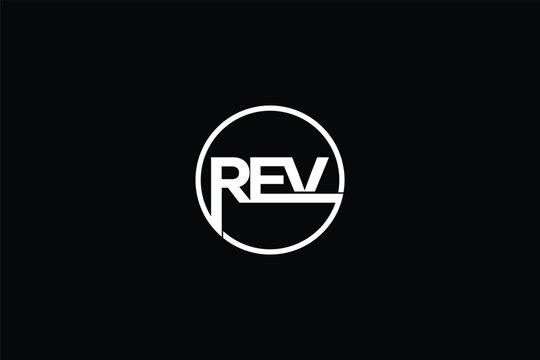 REV White Letter monogram Logo Design with . REV letter logo design. R E V