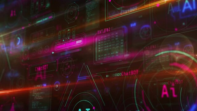 A continuous stream of digital artificial intelligence data.