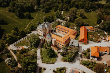Thüringen - Luftbild vom Schloss Ettersburg - obrazy, fototapety, plakaty