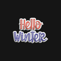 Hello winter creative design typograhy lettering