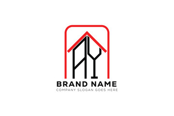 AY letter creative real estate vector logo design . AY creative initials letter logo concept. AY house sheap logo