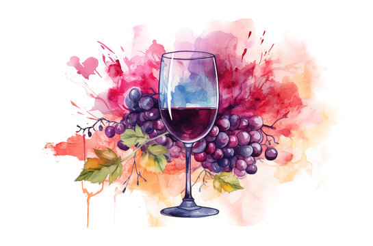 glass of red wine with hand drawn illustration isolated on transparent background Remove png, Clipping Path, pen tool