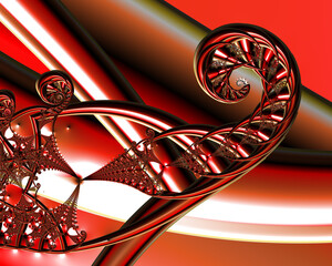 vivid red background scarlet and gold intricate spiral pattern and design