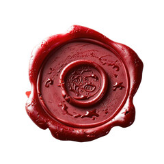 A single red wax seal with an embossed tree design, glossy and slightly melting around the edges - obrazy, fototapety, plakaty