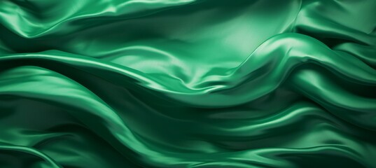 Obraz premium Green silk texture background. Generative AI technology. 