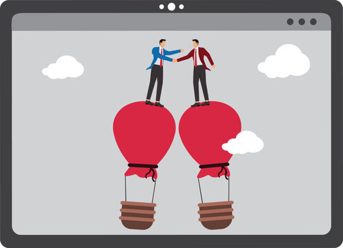 businessmen shaking hands on red hot air balloons clip art preview